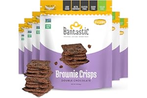 Bantastic Double Chocolate Brownie Crisps 6-Pack – Thin, Crispy & Crunchy Sugar-Free Snacks, High-Fiber, 3 Oz Ea