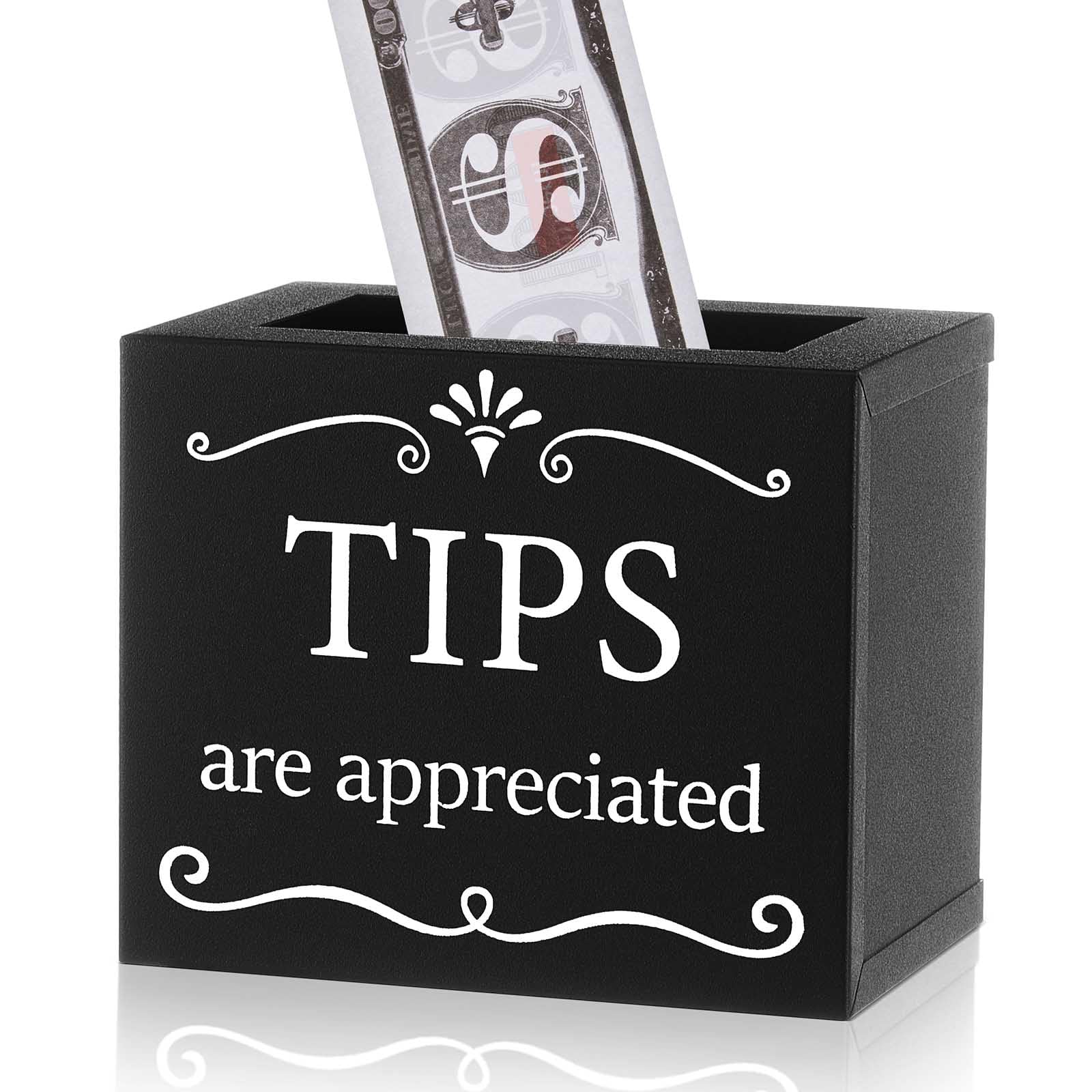Photo 1 of Vesici Metal Tips Jar Donation Iron Tip Bucket 6 x 4 x 5 Inch Collection Money Storage Container Suggestion Box Raffle Cash Box for Bartender Bars Restaurants Musicians Driver Coin