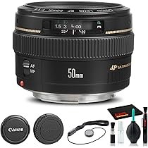 Canon EF 50mm f/1.4 USM Lens (2515A003) + Filter Kit + Lens Pouch