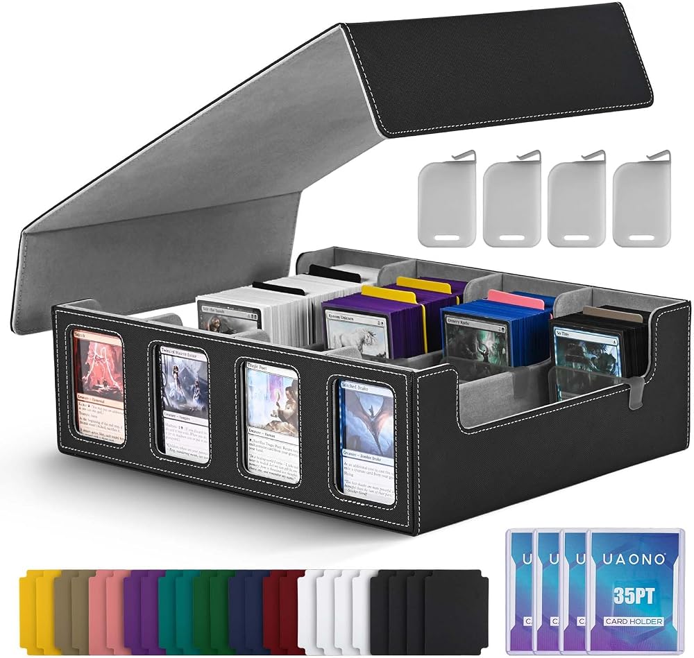 UAONO Trading Card Storage Box 2400+ MTG Deck Box with 4 Top Loaders