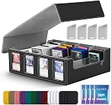 UAONO Trading Card Storage Box 2400+ MTG Deck Box with 4 Top Loaders