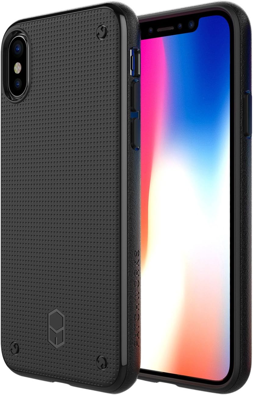 PATCHWORKS iPhone X Case, [Flexguard Series] One Piece Soft Flexible TPU Anti-Slip Side Grip with Added Corner Impact Protection Cushion [Wireless Charging] Case for iPhone X / 10 (2017) - Black