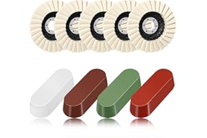 Heigble 9 Pcs Felt Flap Disc Abrasives Buffing Polishing Wheel and Compounds Set 5 Pcs Wool Polishing Disc 4 Compound Wool Buffing Wheel Pad for Angle Grinder