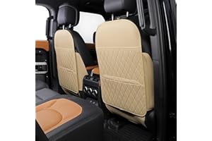 TAIKOO Back Seat Protector + Large Capacity Pocket Storage Organizer,Preventing The Impact of Children Stepping on The Seat Backrest (Style A-Beige)