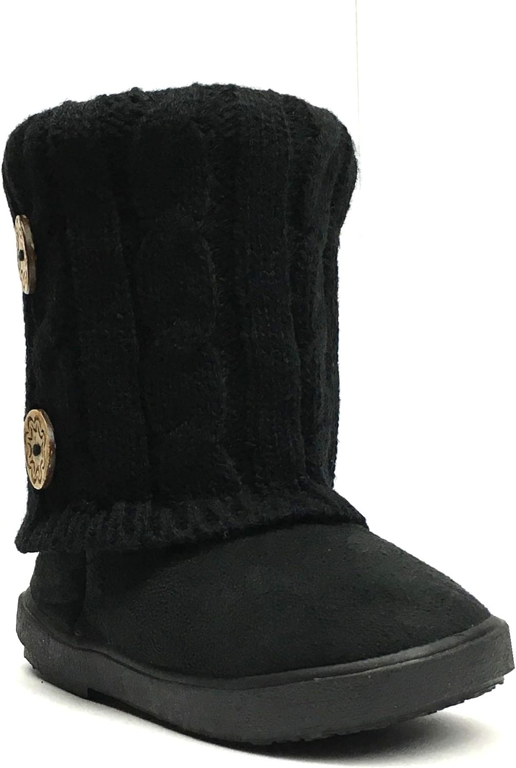  | REDVOLUTION Kids Boots Toddler Girls Cute 2 Buttons Suede Knitting Shoe | 285 | Boots