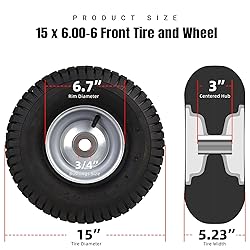 AR-PRO Exact Replacement 15 x 6.00-6 Front Tire and