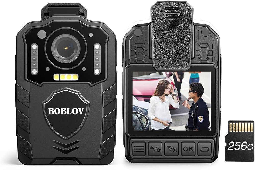 BOBLOV KJ25 Body Camera 256GB 1080P Night Vision 13 Hour Battery