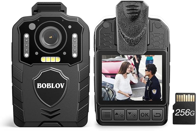 BOBLOV KJ25 Body Camera 256GB 1080P Night Vision 13 Hour Battery
