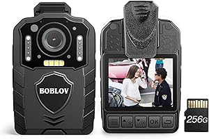 BOBLOV KJ25 1080P/48M 256GB Body Camera, with Night Vision,3000mAh 13 Hours for Video Recording, Police Camera Provides Night