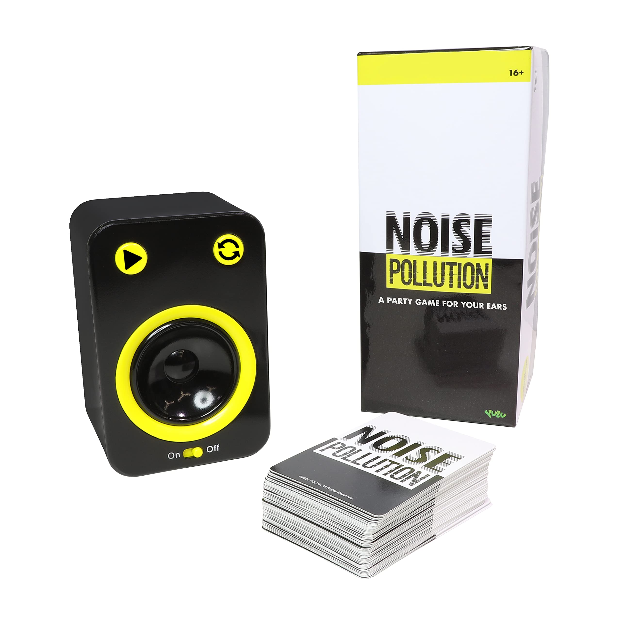 YULU YL020440 Fun for Ages Noise Pollution, Card Adults and Teenagers 16+, Absurd Sound Effects and Comical Descriptions, Ideal for Game Nights and Parties, Black