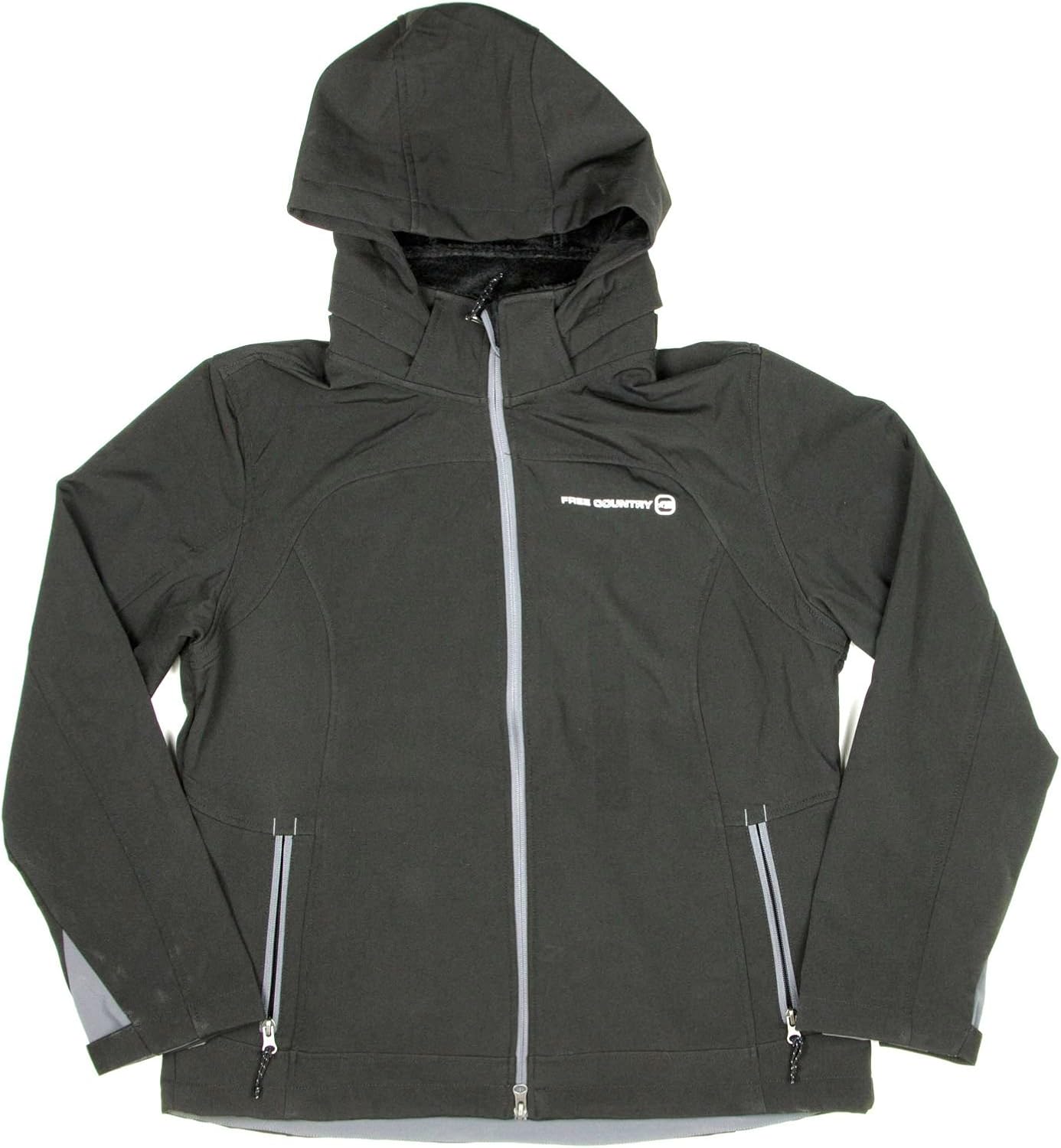 Free Country Womens Soft Shell Zip Up Performance Jacket Large Black at