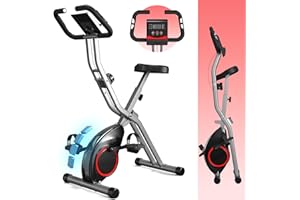 LINBOLUSA Foldable Exercise Bike for Small Apartments, Stationary Bikes for Home, Indoor Portable Cycling Bike with 16-Level Magnetic Resistance, 260LBS Capacity, 5.5 LBS Flywheel, for Small Space Workout 816