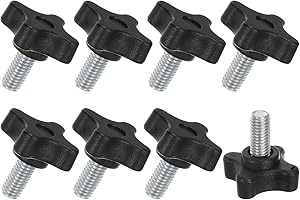 M METERXITY 8-Pack Star Clamping Knobs, M8x16mm Male Thread Hand Tightening Screw for Machinery/Electronic/Furniture/Umbrella Base, Machine Handle Replacement [32mm, Black]
