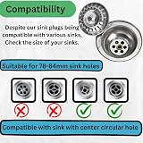 tifanso 78mm Kitchen Sink Strainer Plug Stainless Steel 2 Pack UK Sinks view 3