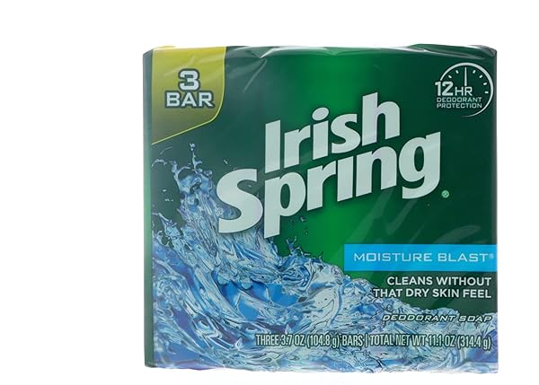 IRISH SPRING DEODORANT BATH BAR SOAP MOISTURE BLAST, 3.75 OZ