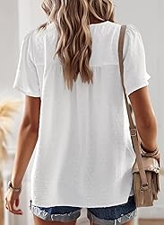 Falechay Plus Size Tops for Women Keyhole Button