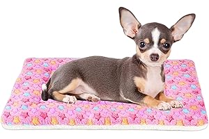 Mora Pets Dog Bed Crate Pad Ultra Soft Pet Bed with Cute Star Print Washable Crate Mat for Large Medium Small Dogs Reversible Fleece Dog Crate Kennel Mat Cat Bed Liner 21 x 12 inch Pink