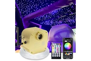 AMKI Twinkle 16w Fiber Optic Star Ceiling Light kit, Mix 480pcs 13.1ft Strands Starlight Headliner Kit for Car Home Ceiling Decor Sound Activated Bluetooth/APP Remote Control RGBW Light Engine