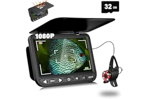 MOOCOR 7'' Underwater Fishing Camera w/DVR - [HD 1080P] Ice Fishing Camera Underwater w/ 10,000mAh Li-Battery, IR & LED Lights for Dark, Portable Ice Fishing Fish Finder for Lake Ice Fishing(25m/82ft)