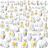 Blosssound 80 Pcs Mini Polar Bear Figurines Winter Resin Polar Bear for Winter Christmas Cake Decoration Party Supplies DIY Micro Landscape Garden Decor
