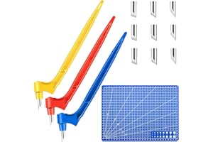Lot de 3 outils de coupe rotatifs à 360 degrés avec stylo de coupe - Lames 15°, 30° et 45° - Tapis de découpe pour loisirs cr