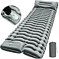 FUN PAC Camping Sleeping Pad, Ultralight Camping Mat with Pillow Built-in Foot Pump Inflatable Sleeping Pads Compact for Camping Backpacking Hiking Traveling - Gray, Single, Grey