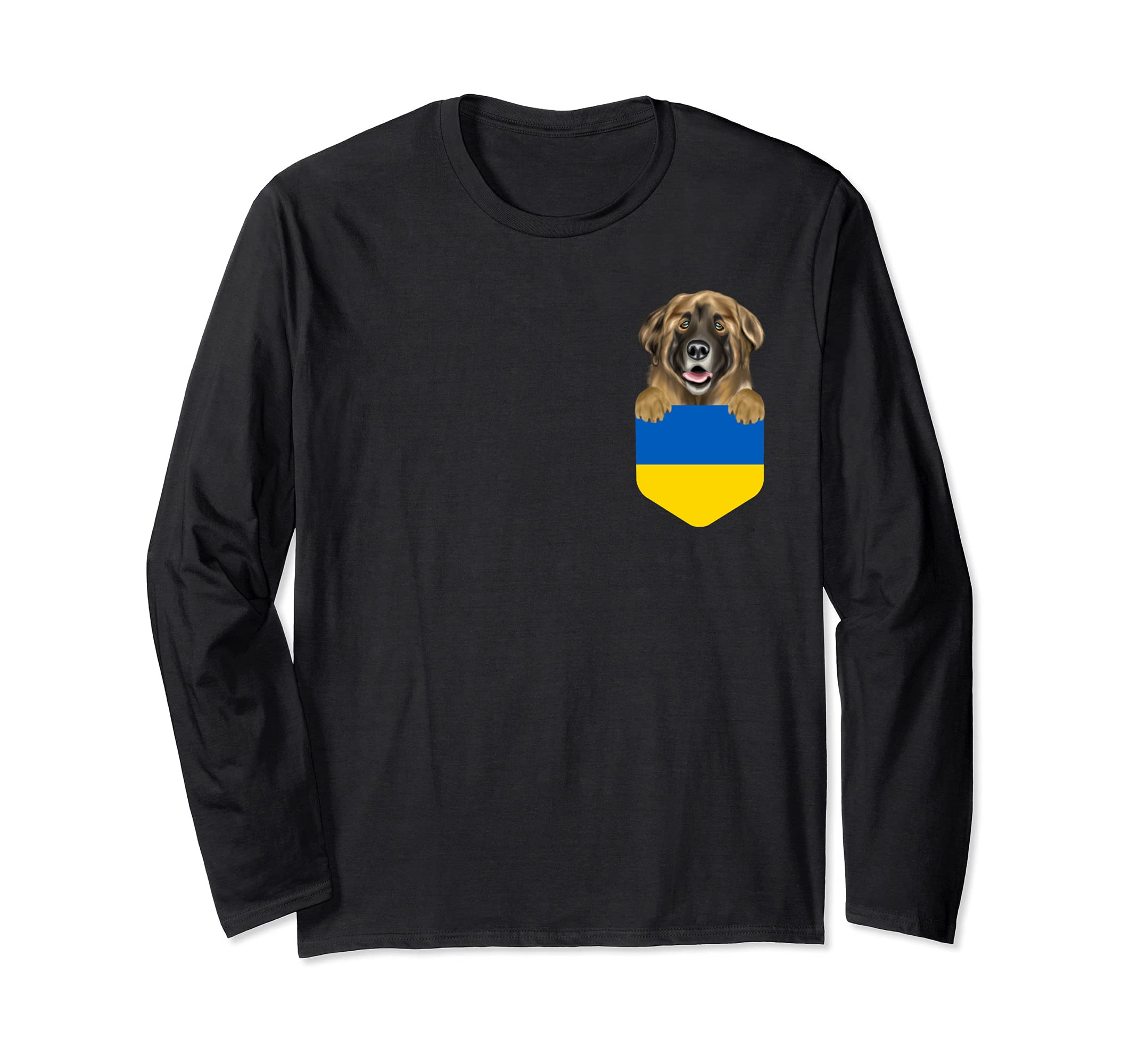 Ukraine Flag Leonberger Dog In Pocket Long Sleeve T-Shirt
