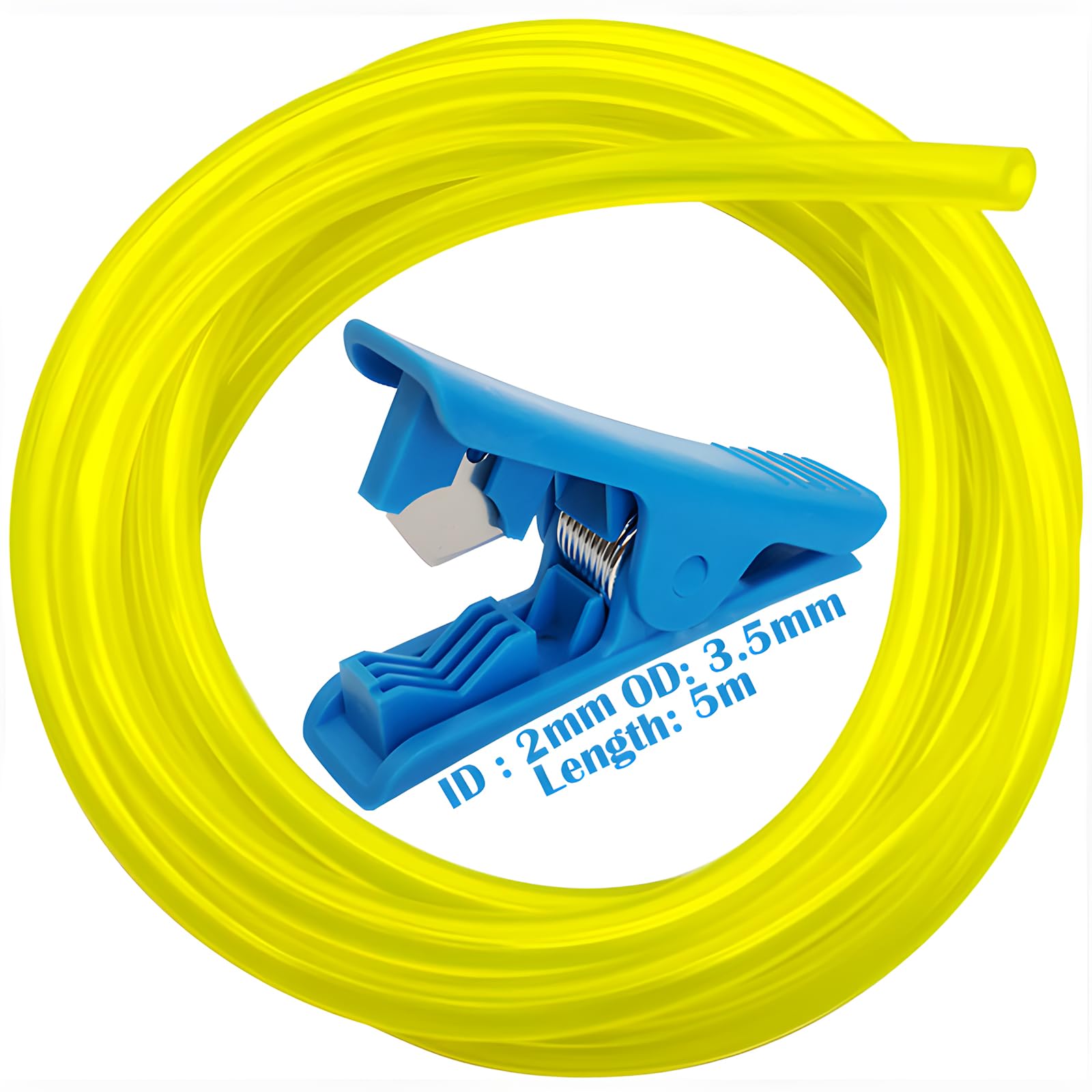 Fuel Line Hose Tube, CTRICALVER 2x3.5mm Petrol Pipe Universal, Strimmer Fuel Line 5m, Petrol Strimmer Fuel Pipe, Fuel Pipe, with a Pipe Cutter, for Mower Strimmer,Chainsaws, Blowers, Pressure Washers