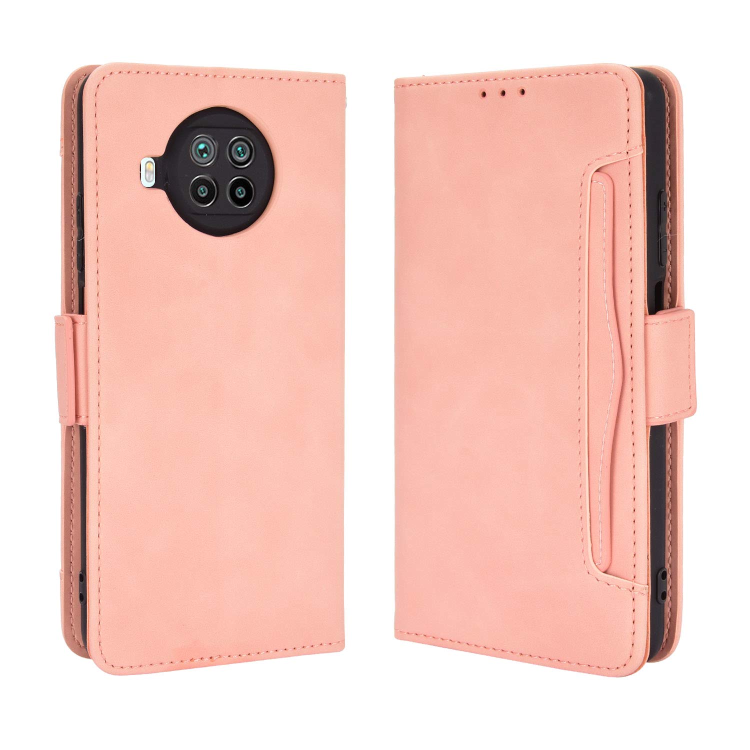 Wallet Case for Xiaomi Mi 10T Lite 5G Case, Retro Style Wallet Magnetic Cover with Credit Card Slots and Flip Stand, Leather Phone Case Compatible with Xiaomi Mi 10T Lite 5G, Pink โ image 1