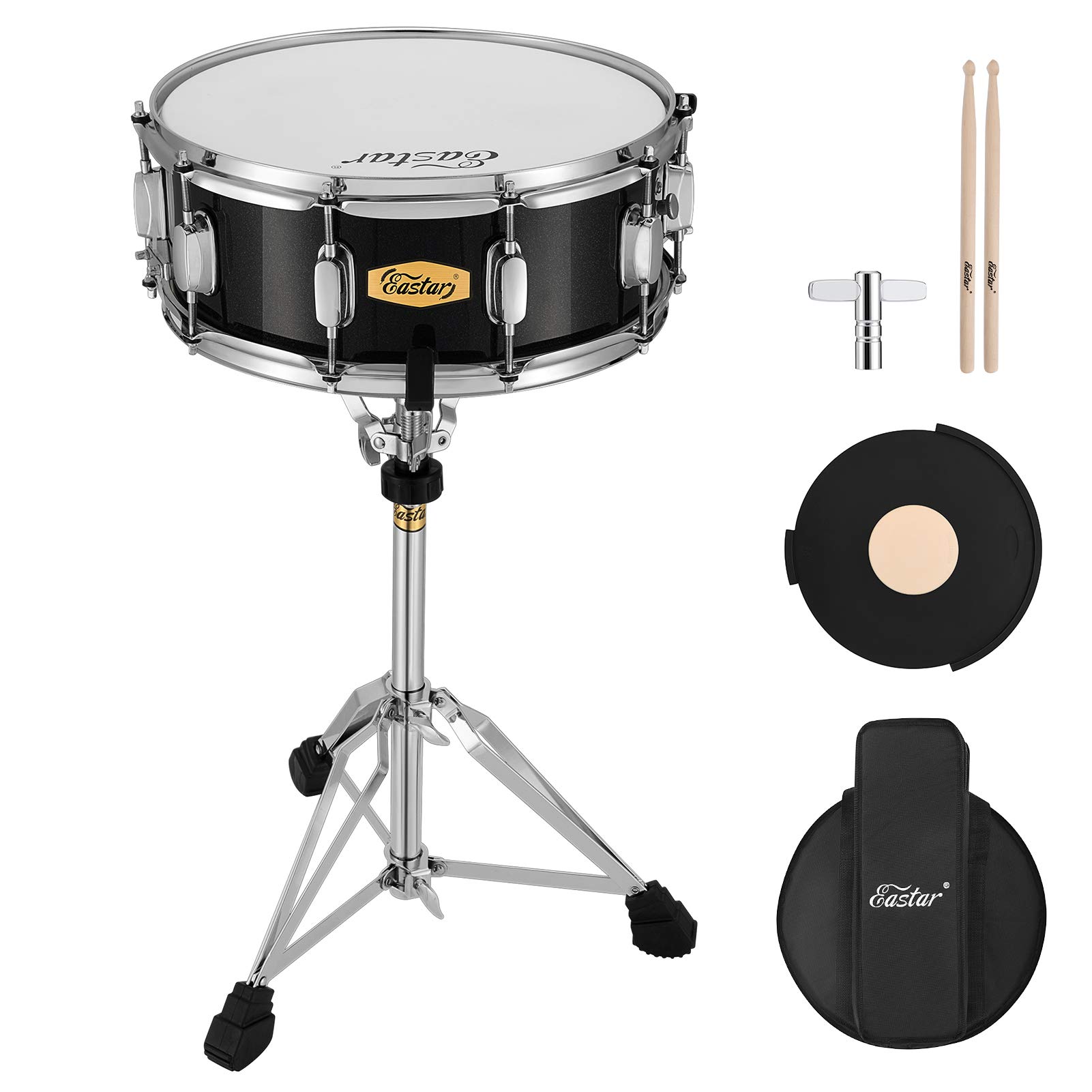Eastar Snare Drum Set with Drum Sticks, Stand, Mute