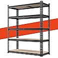5-Tier Storage Shelves, 35.5" X 12" X 72" Height Adjustable Metal Storage Utility Rack Shelf, Black / 3 - View #9
