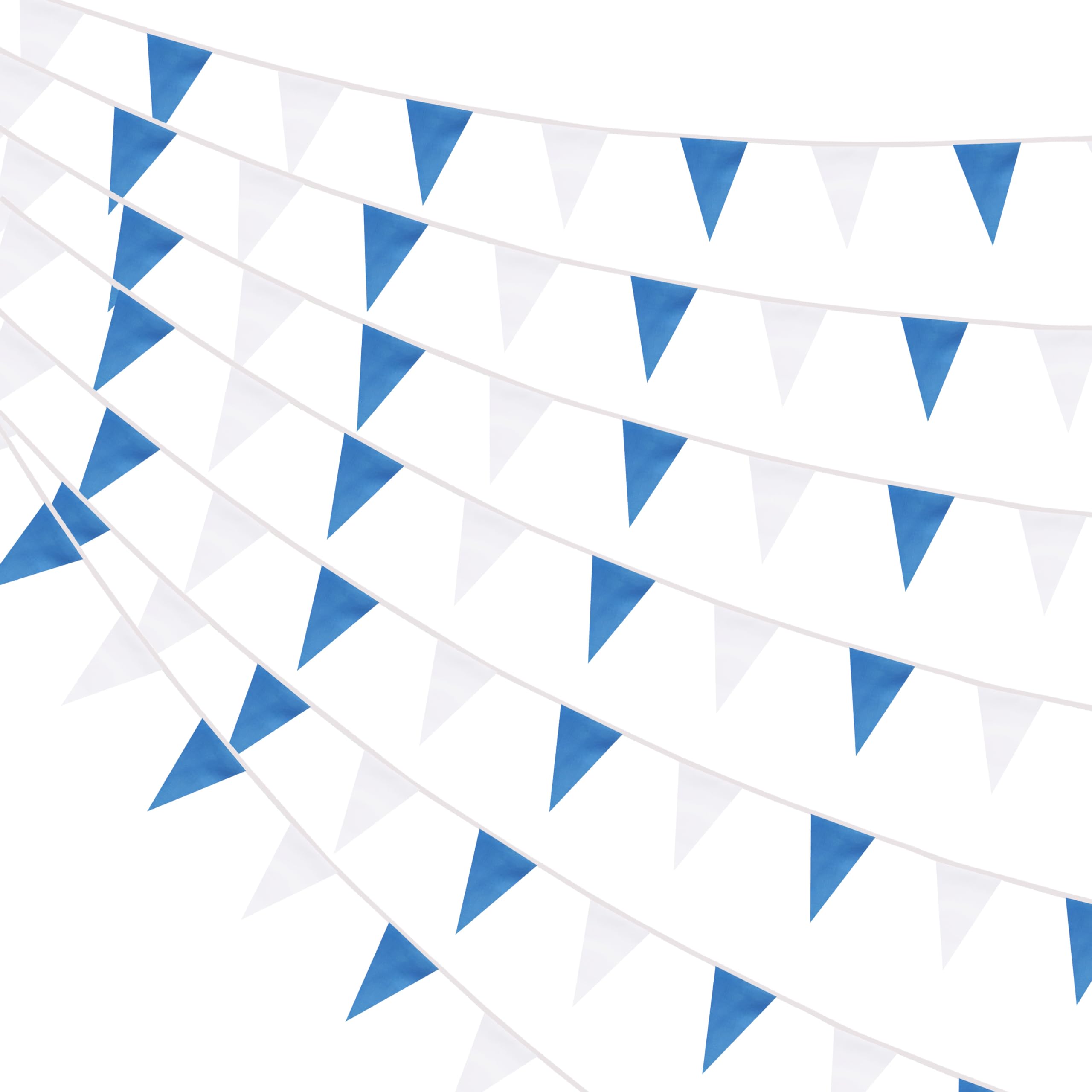 Photo 1 of 100 Feet Blue & White Pennant Banner Flags String Hanging Blue & White DIY Triangle Bunting Flags,Party Decorations for Grand Opening,Party Events Celebration,Kids Birthday,60 Pcs