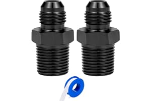 Breezliy 6AN Male Flare to 3/8" NPT Pipe Fitting Adapter Aluminum Straight Black 2PCS