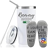 Funny Get Well Soon Gifts for Women, Men, 20oz Hospital Mug, Recovery Mode On, Surgery Recovery Gifts for Chemo Patients, Comes With Funny Recovery Socks For Women and Men, Thinking of You Gift