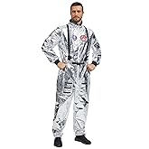 Slivomi Adult Astronaut Costume Men, Unisex Outer Space Costume Women Spaceman Shiny Space Suit Halloween Costumes Spaceman