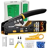 Solsop Pass Through RJ45 Crimp Tool Kit Ethernet Crimper CAT5 Cat5e Cat6 Crimping Tool Kit