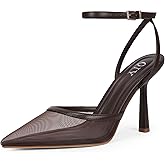 QIY Closed Toe Ankle Strap Heels Women Pumps Pointed Toe Heeled Sandals for Women Stiletto Wedding Dress Shoes