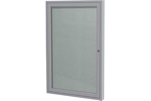 Ghent 36"x36" 1-Door Outdoor Enclosed Vinyl Bulletin Board, Shatter Resistant, with Lock, Satin Aluminum Frame - Silver (PA13636VX-193), Made in The USA