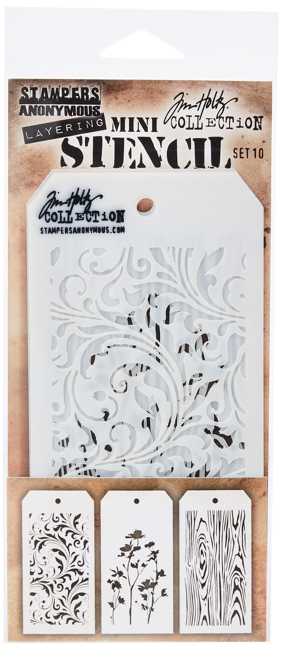 Stampers Anonymous Tim Holtz Mini Layered Stencil Set #10,Multicoloured,8.61x21x0.2 cm