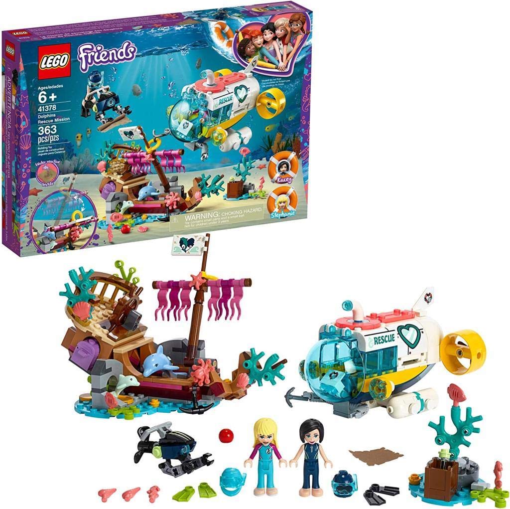 LEGO 41378 Friends Dolphins Rescue Mission Boat Playset with Submarine, Shipwreck and Dolphin Figures