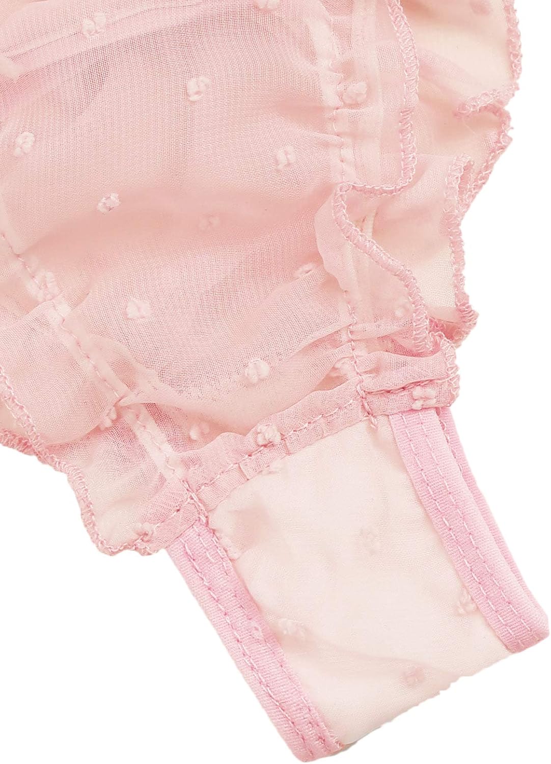 SheIn Women's Self Tie Ruffle Trim Dobby Mesh Lingerie Set Sexy Bra and Panty: Clothing