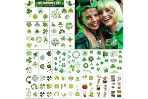 COKOHAPPY 169Pcs St Patricks Day Temporary Tattoos Face Sticker, 20 Sheets Body Temporary Tattoos Decorative Stickers for Saint Patrick's Day Party Favor Decoration