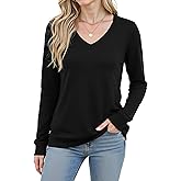 ZHICVIVA Long Sleeve Knit Lightweight Sweaters Pullover V Neck Basic Spring Fall Sweaters for Women Soft Casual Tops