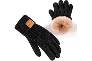 HAITHO Kids Gloves Winter for Girls Boys Cold Weather, Toddler Chenille Cute Knit Gloves Warm with Thick Thermal Fleece Lined