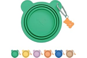 Furtizen Silicone Collapsible Travel Bowl with Free Poop Bag Holder – Lightweight, Portable, Multipurpose for Pets, Dishwasher & Microwave Safe (Green, Medium)