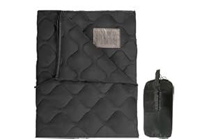 Lenotos Woobie Blanket, Thermal Insulated Military Poncho Liner, Water-Resistant, Portable, Insulation, for Hiking, Survival with Compression Carry Bag (Black)