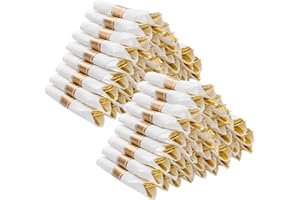 BESTVIP 100 Pack Pre Rolled Gold Plastic Silverware Set, Disposable Wrapped Cutlery Set with 100 Napkins, 100 Knives, 100 Forks and 100 Spoons for Party, Birthday