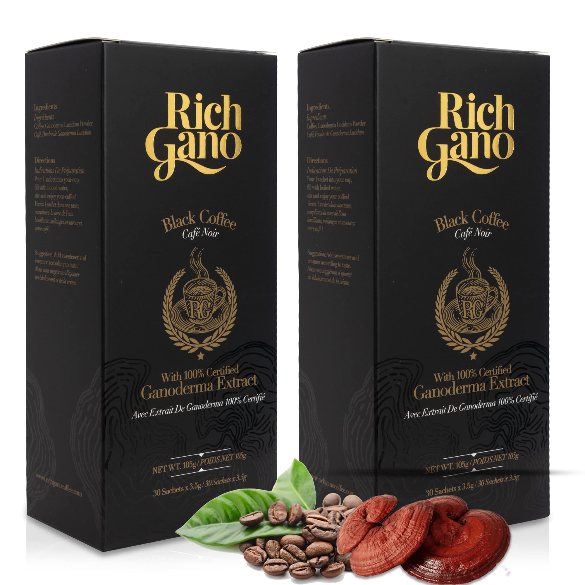 thumbnail image 2 of GANOHERB Reshi Mushroom Latte 4-in-1 Instant Coffee - Functional Beverage 2 of 10