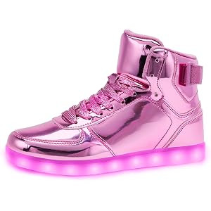 OEKLA Kids LED Light Up Shoes, Fashion High Top LED Sneakers USB Rechargeable Glowing Luminous Shoes for Boys Girls Toddler C