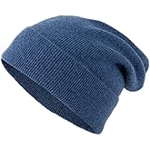 Unisex 100% Pure Cashmere Beanie, Ribbed Cuffed Hat Warm Soft with Gift Box for Women and Men